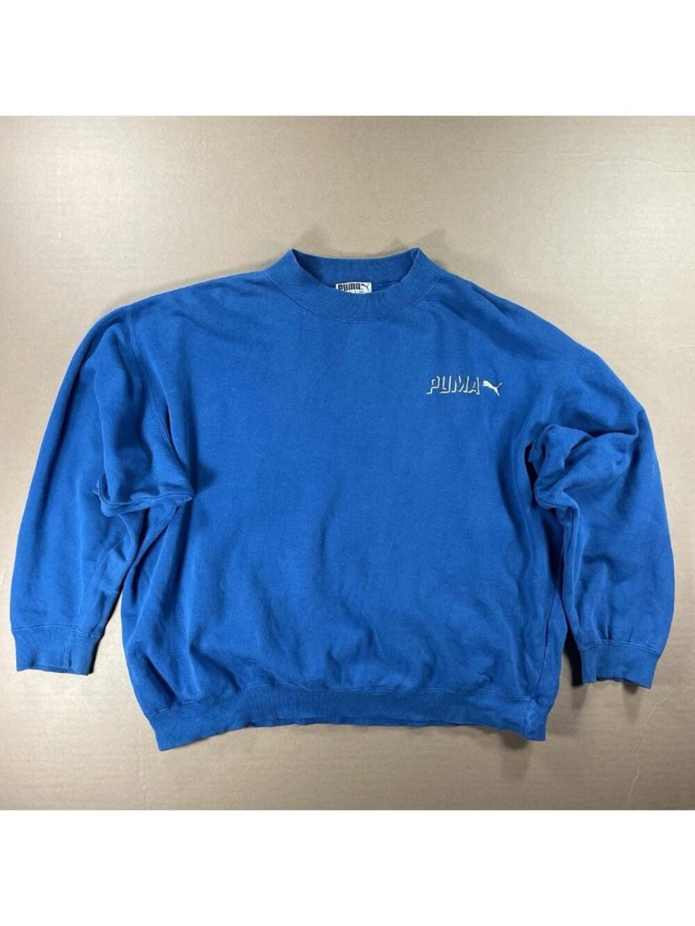 Vintage 90s Puma Sweatshirt Embroidered Logo Box Fit Blue - Men's Sz XL